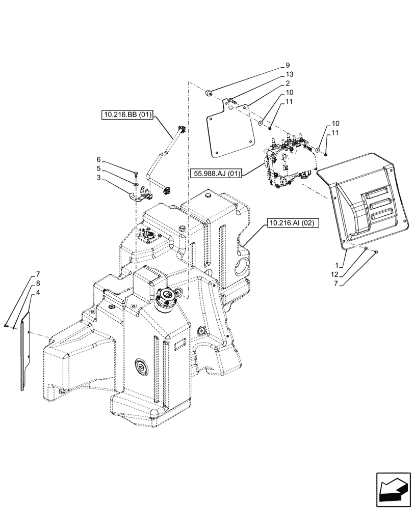 Схема запчастей Case IH MAXXUM 145 - (10.216.AI[03]) - VAR - 390142, 758404 - FUEL TANK (10) - ENGINE