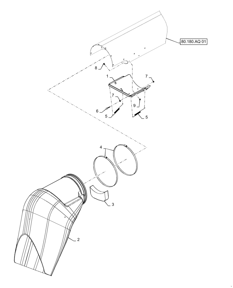 Схема запчастей Case IH 5140 - (80.180.AQ[04]) - VAR - 425553 - SPOUT, UNLOADING TUBE, FIXED (80) - CROP STORAGE/UNLOADING