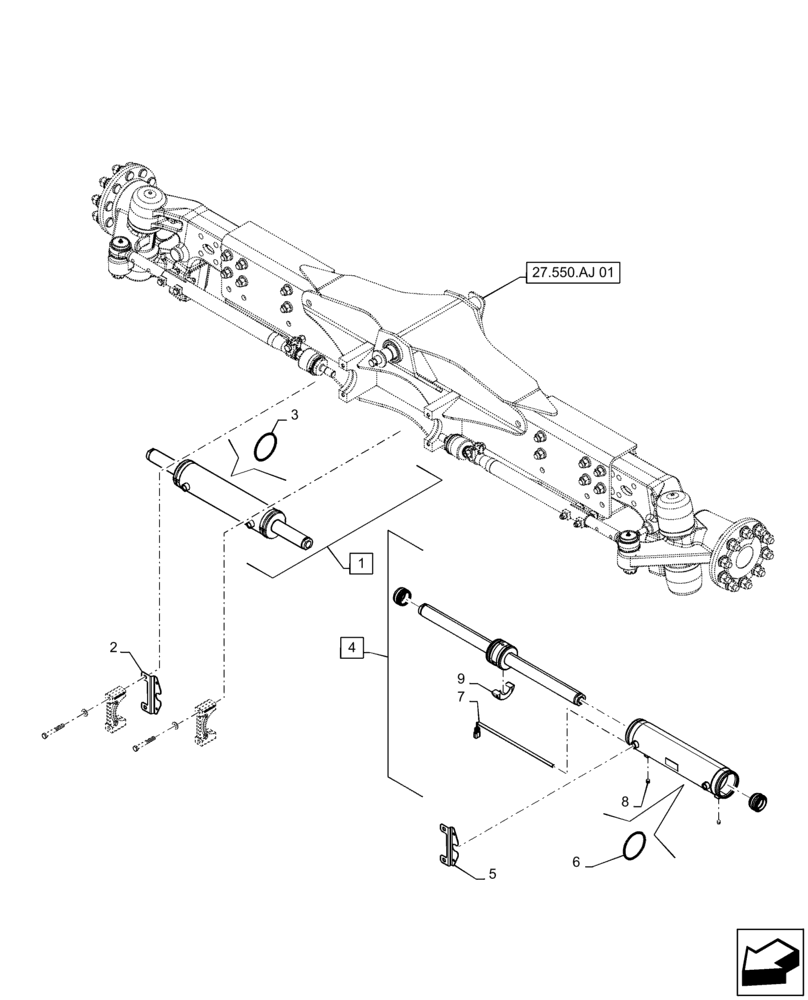 Схема запчастей Case IH 7140 - (41.216.AO) - VAR - 425136, 425462 - STEERING CYLINDER (41) - STEERING