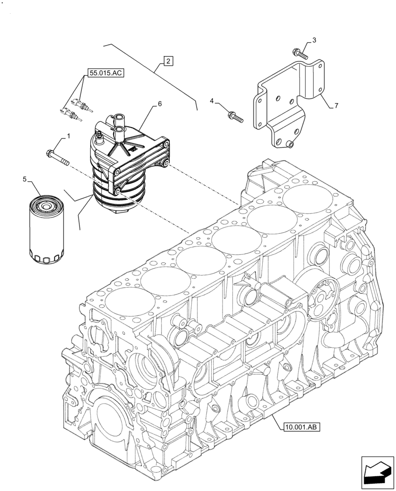 Схема запчастей Case IH F2CFE613A B006 - (10.206.AG) - FUEL FILTER, SUPPORT (10) - ENGINE