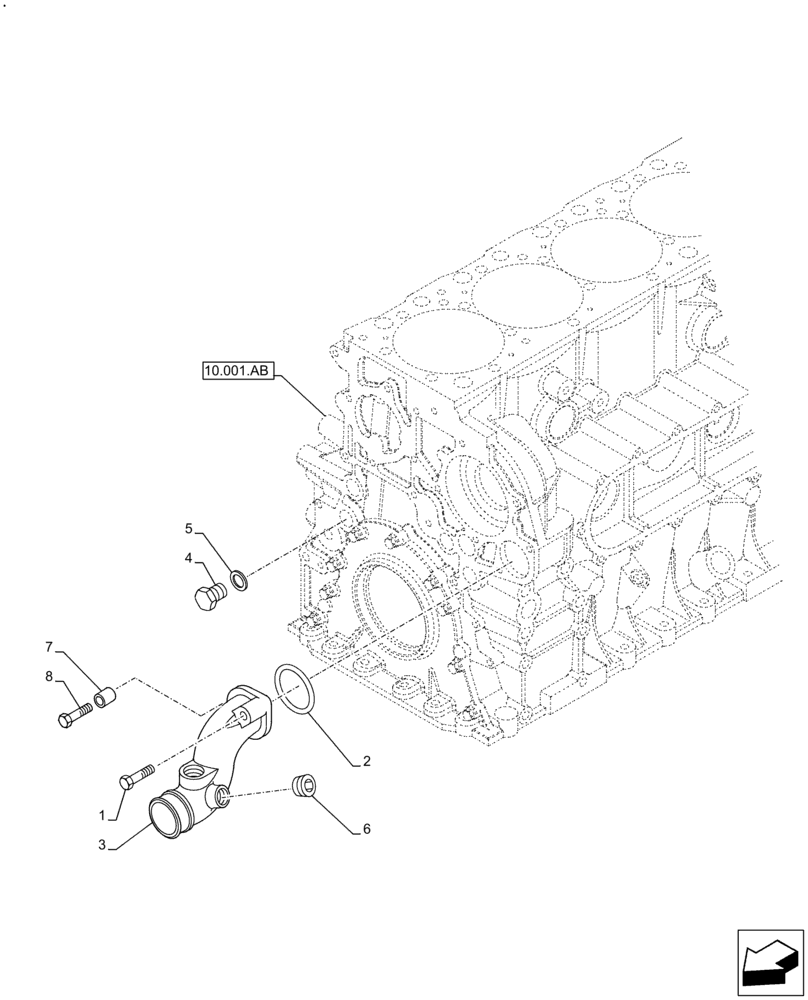 Схема запчастей Case IH F2CFE613A B006 - (10.400.AQ) - WATER PUMP LINE (10) - ENGINE