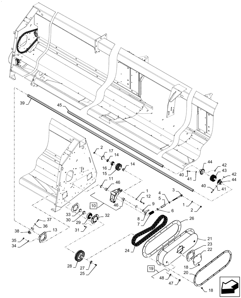 Схема запчастей Case IH 4416-30 - (58.100.AH[02]) - DRIVE, HEADER ASSY, RH, END, NON-CHOPPING (58) - ATTACHMENTS/HEADERS