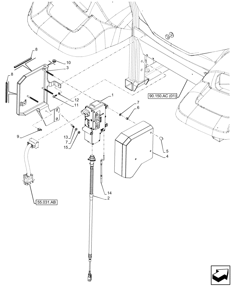 Схема запчастей Case IH MAXXUM 145 - (55.640.AG[01]) - VAR - 391153, 743777 - PARKING LOCK, ELECTRONIC CONTROL UNIT (55) - ELECTRICAL SYSTEMS