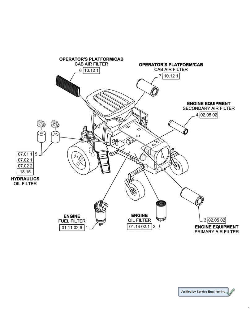 Схема запчастей Case IH WDX1202 - (05.100.03[01]) - FILTERS, WDX1202 (00) - GENERAL