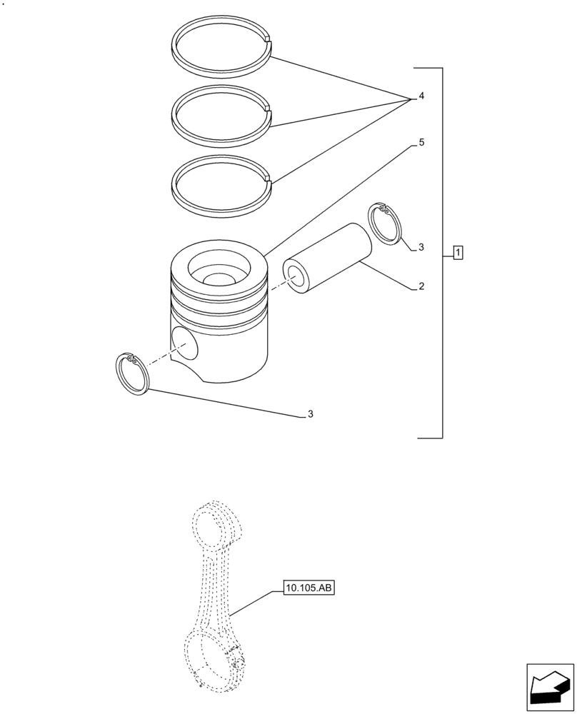 Схема запчастей Case IH F2CFE613A B006 - (10.105.AG) - PISTONS (10) - ENGINE