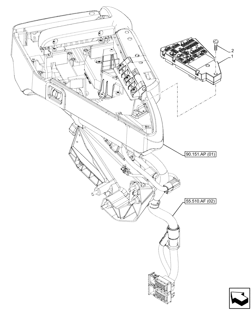 Схема запчастей Case IH MAXXUM 115 - (55.512.CS[01]) - VAR - 392021 - GARU ARMREST, CONTROL UNIT (55) - ELECTRICAL SYSTEMS