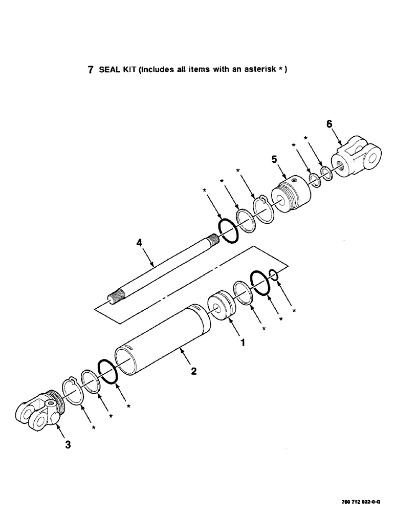 Схема запчастей Case IH SC412 - (8-24) - HYDRAULIC CYLINDER ASSEMBLY - HEADER LIFT (SLAVE)(700712022 HYDR. CYLD. COMPLETE-3"BORE BY 8"STROKE) (08) - HYDRAULICS