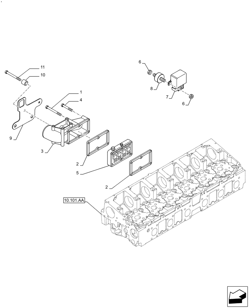 Схема запчастей Case IH F2CFE613E B006 - (10.254.AM) - INLET MANIFOLD (10) - ENGINE