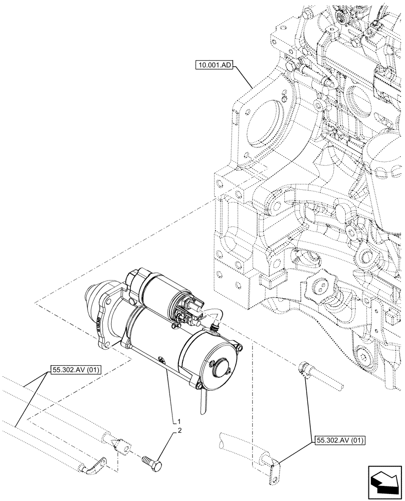 Схема запчастей Case IH MAXXUM 145 - (55.201.AE) - VAR - 391192, 758557, 758558 - STARTER MOTOR (55) - ELECTRICAL SYSTEMS