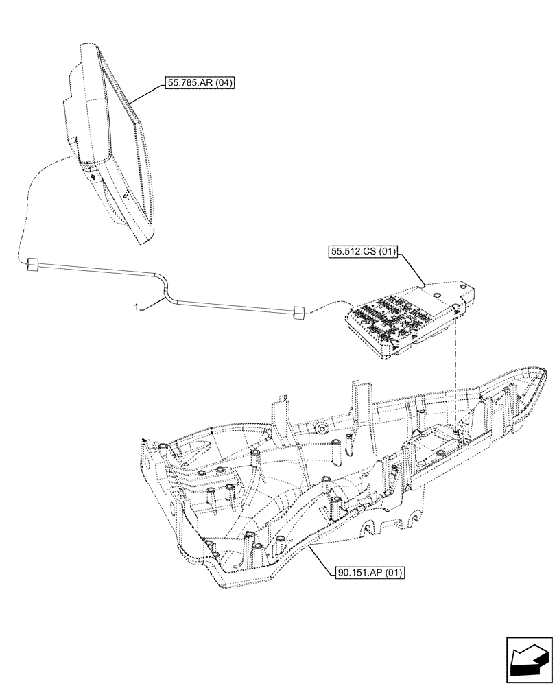 Схема запчастей Case IH MAXXUM 145 - (55.785.AS[01]) - VAR - 758548 - MONITOR (FRED), WIRE HARNESS (55) - ELECTRICAL SYSTEMS