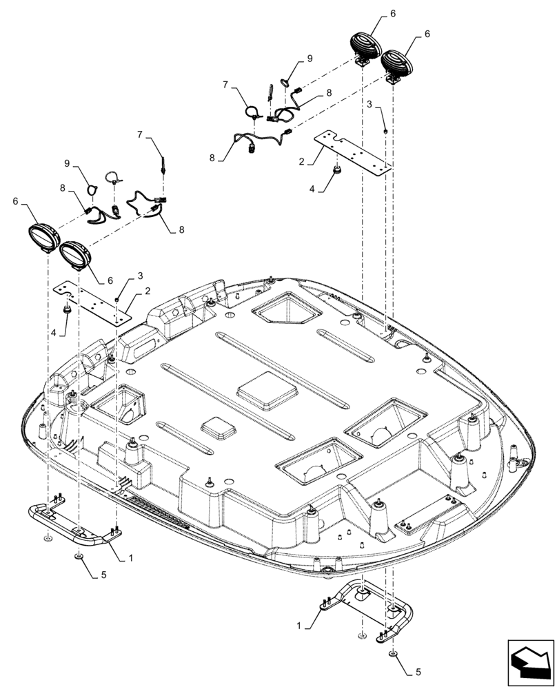 Схема запчастей Case IH STEIGER 420 - (55.404.BS[06]) - VAR - 449679 - 360° WORK LIGHT, LED, ASN ZFF308001 (55) - ELECTRICAL SYSTEMS