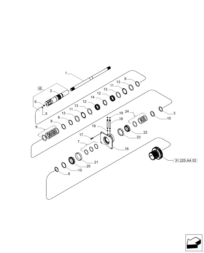 Схема запчастей Case IH MAGNUM 235 - (31.225.AA[01]) - POWER TAKE OFF ASSEMBLY, INPUT SHAFT (31) - IMPLEMENT POWER TAKE OFF