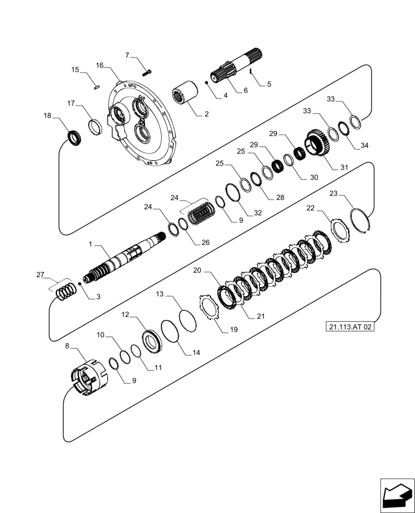 Схема запчастей Case IH MAGNUM 235 - (21.113.AT[01]) - SPEED TRANSMISSION, INPUT SHAFT WITHOUT CREEP OR 19 SPEED (21) - TRANSMISSION