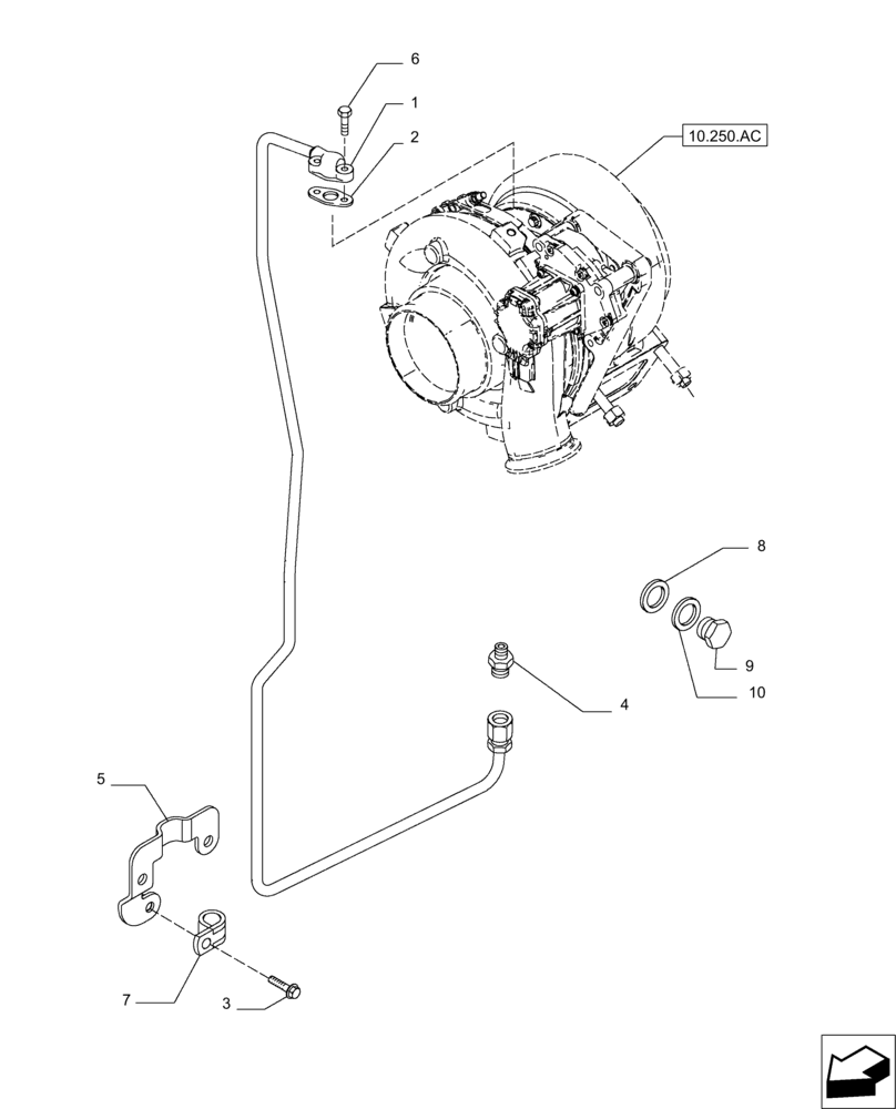 Схема запчастей Case IH MAGNUM 235 - (10.250.AD) - OIL PUMP PIPING (10) - ENGINE