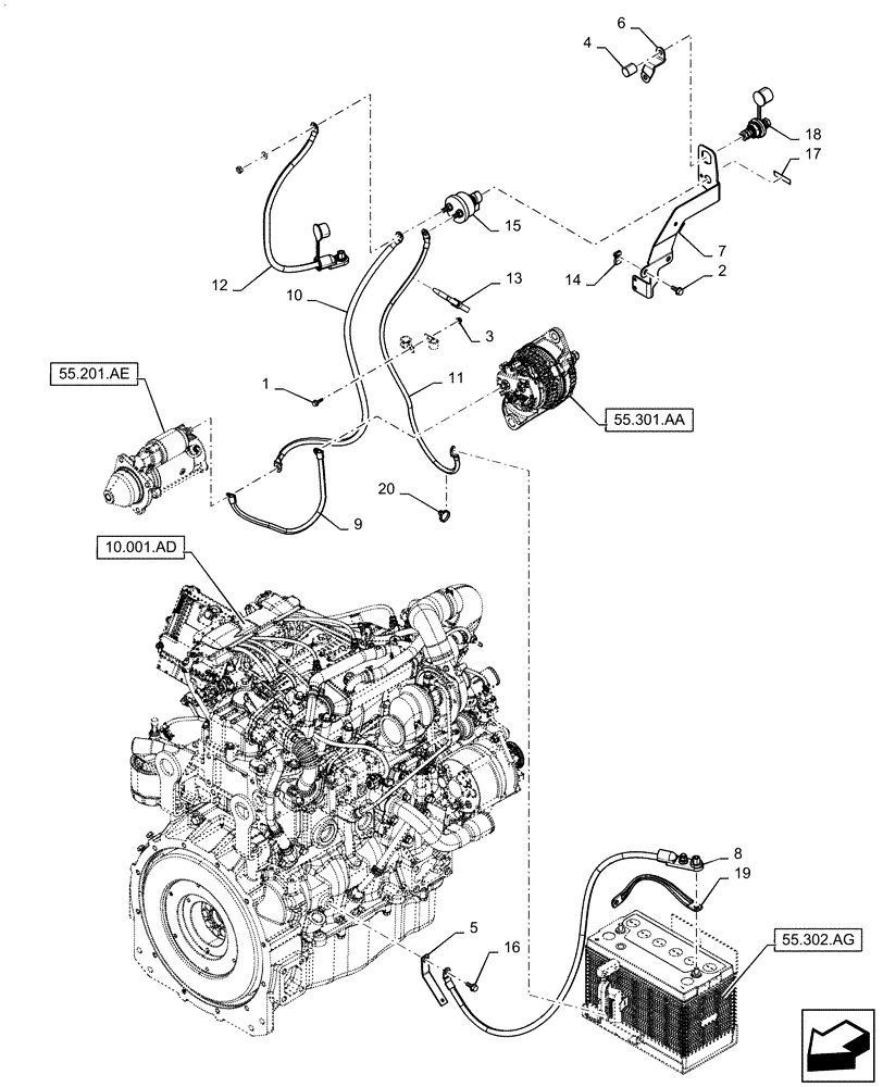 Схема запчастей Case IH SV300 - (55.302.AI) - BATTERY DISCONNECT (55) - ELECTRICAL SYSTEMS