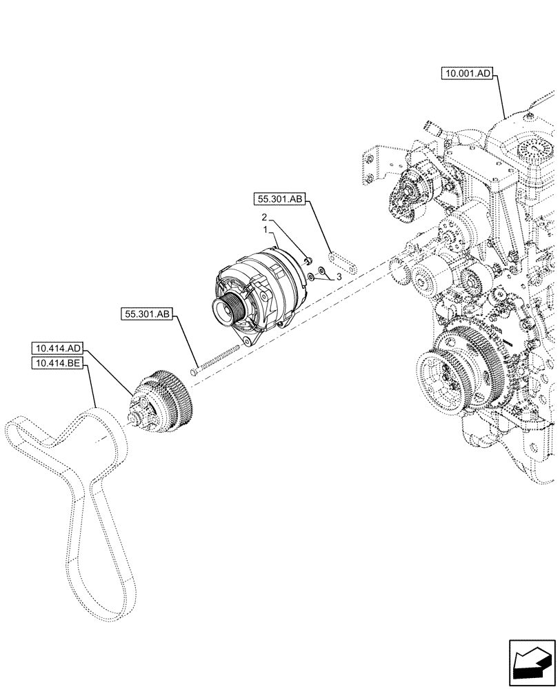 Схема запчастей Case IH MAXXUM 145 - (55.301.AA[02]) - VAR - 758557 - ALTERNATOR (150 A) (55) - ELECTRICAL SYSTEMS