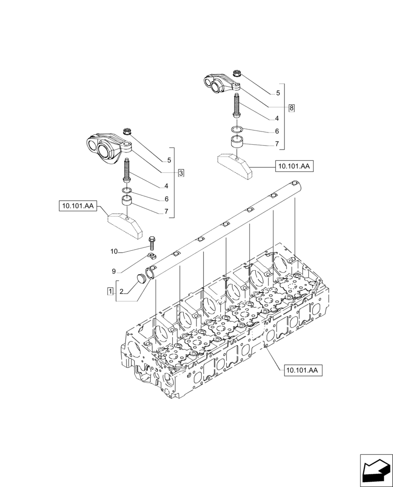 Схема запчастей Case IH MAGNUM 235 - (10.106.AP) - SHAFT & ROCKER ARMS (10) - ENGINE