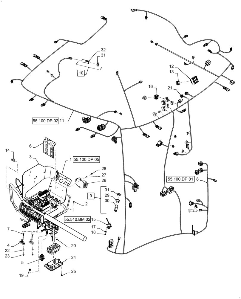 Схема запчастей Case IH PATRIOT 4440 - (55.510.AB [01]) - MAIN ELECTRICAL, CAB (55) - ELECTRICAL SYSTEMS