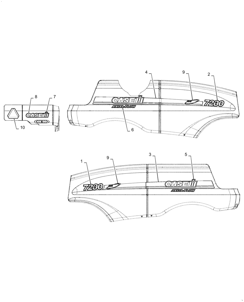 Схема запчастей Case IH 7230 - (90.108.AB[01]) - DECALS, MODEL (90) - PLATFORM, CAB, BODYWORK AND DECALS