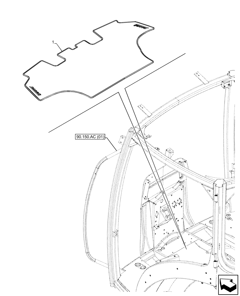 Схема запчастей Case IH MAXXUM 150 - (90.160.AR[01]) - VAR - 758483 - FLOOR MAT (90) - PLATFORM, CAB, BODYWORK AND DECALS