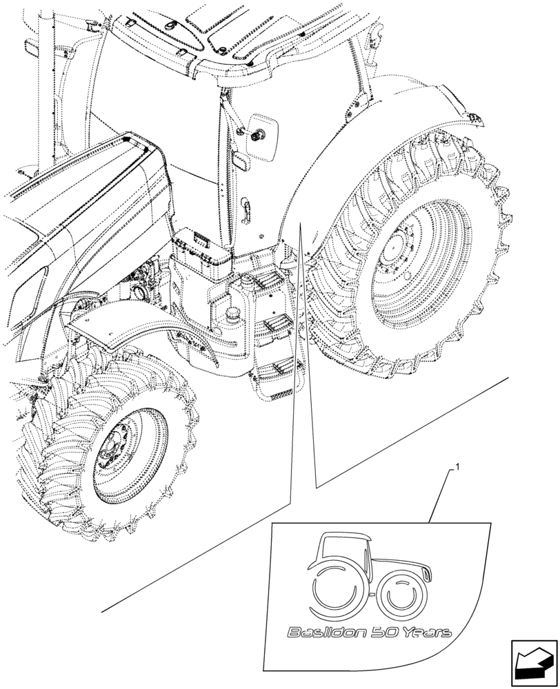 Схема запчастей Case IH MAXXUM 135 - (90.108.AE[02]) - VAR - 391153, 743777 - REAR FENDER, DECAL (90) - PLATFORM, CAB, BODYWORK AND DECALS