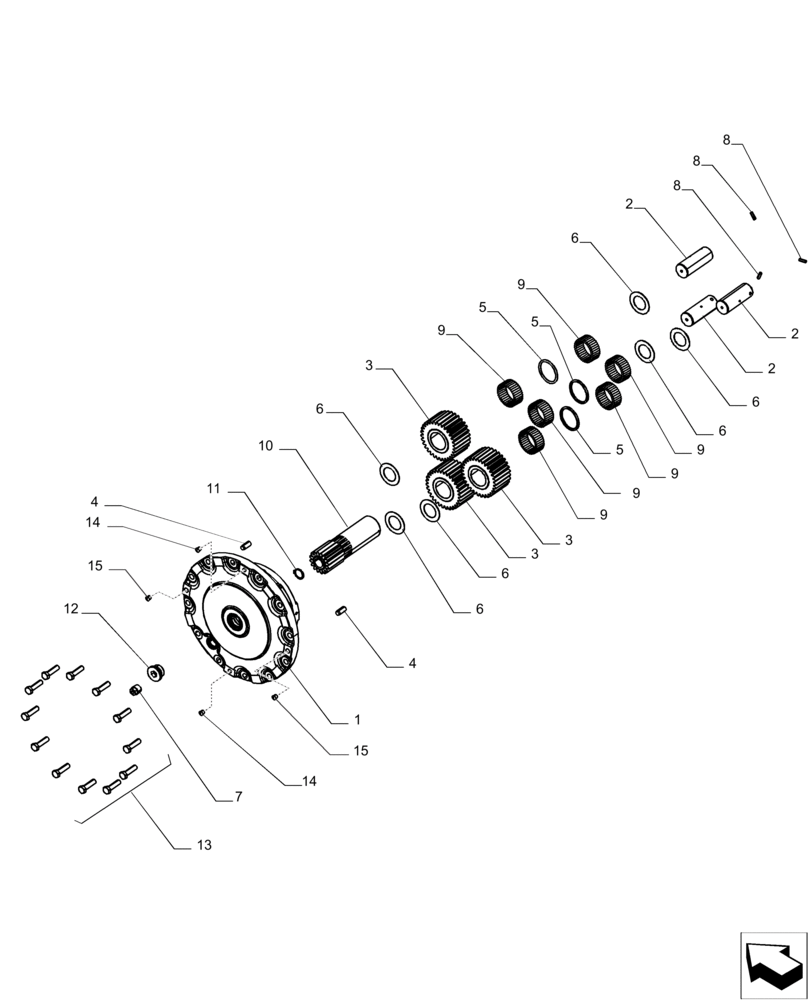 Схема запчастей Case IH MAGNUM 235 - (25.108.AB[03]) - FRONT AXLE, PLANETARY REDUCER - CLASS 4.75 - CNH (25) - FRONT AXLE SYSTEM