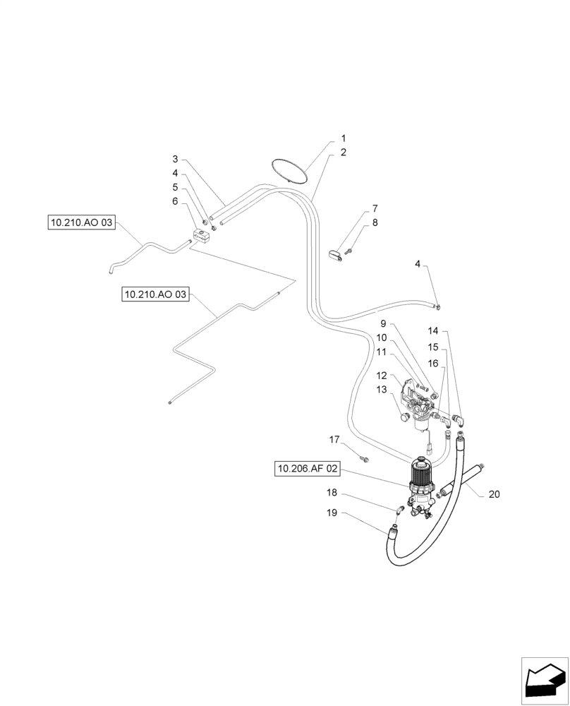 Схема запчастей Case IH MAGNUM 235 - (10.210.AO[02]) - FUEL LINES & RELATED PARTS (10) - ENGINE