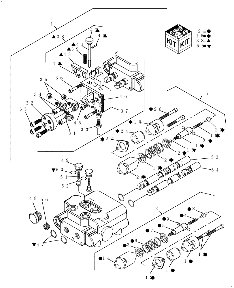Схема запчастей Case IH LX360 - (007A) - HYDRAULIC REMOTE CONTROL VALVE, 2-SPOOL (35) - HYDRAULIC SYSTEMS
