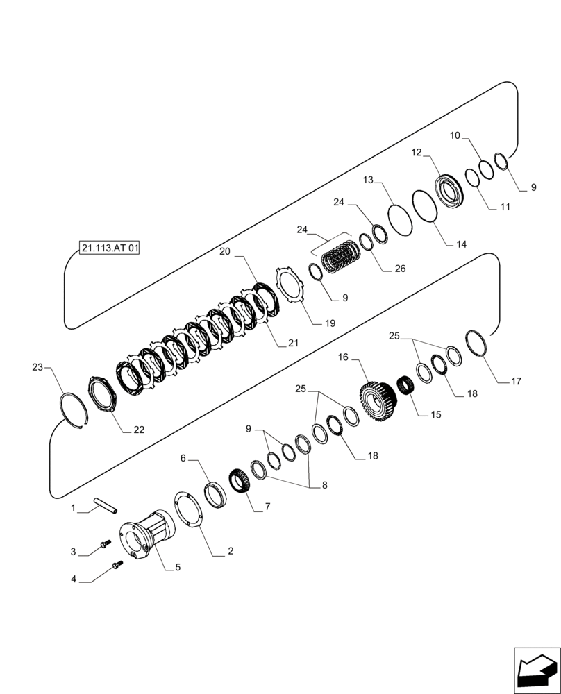 Схема запчастей Case IH MAGNUM 235 - (21.113.AT[02]) - SPEED TRANSMISSION, INPUT SHAFT WITHOUT CREEP OR 19 SPEED (21) - TRANSMISSION