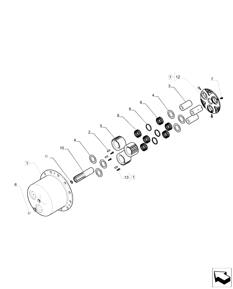 Схема запчастей Case IH MAGNUM 235 - (25.108.AB[06]) - FRONT AXLE, PLANETARY REDUCER - CLASS V - CNH (25) - FRONT AXLE SYSTEM