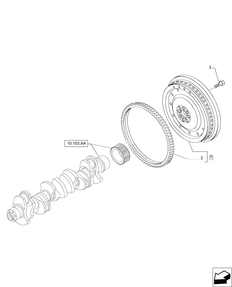 Схема запчастей Case IH MAGNUM 235 - (10.103.AH) - FLYWHEEL (10) - ENGINE