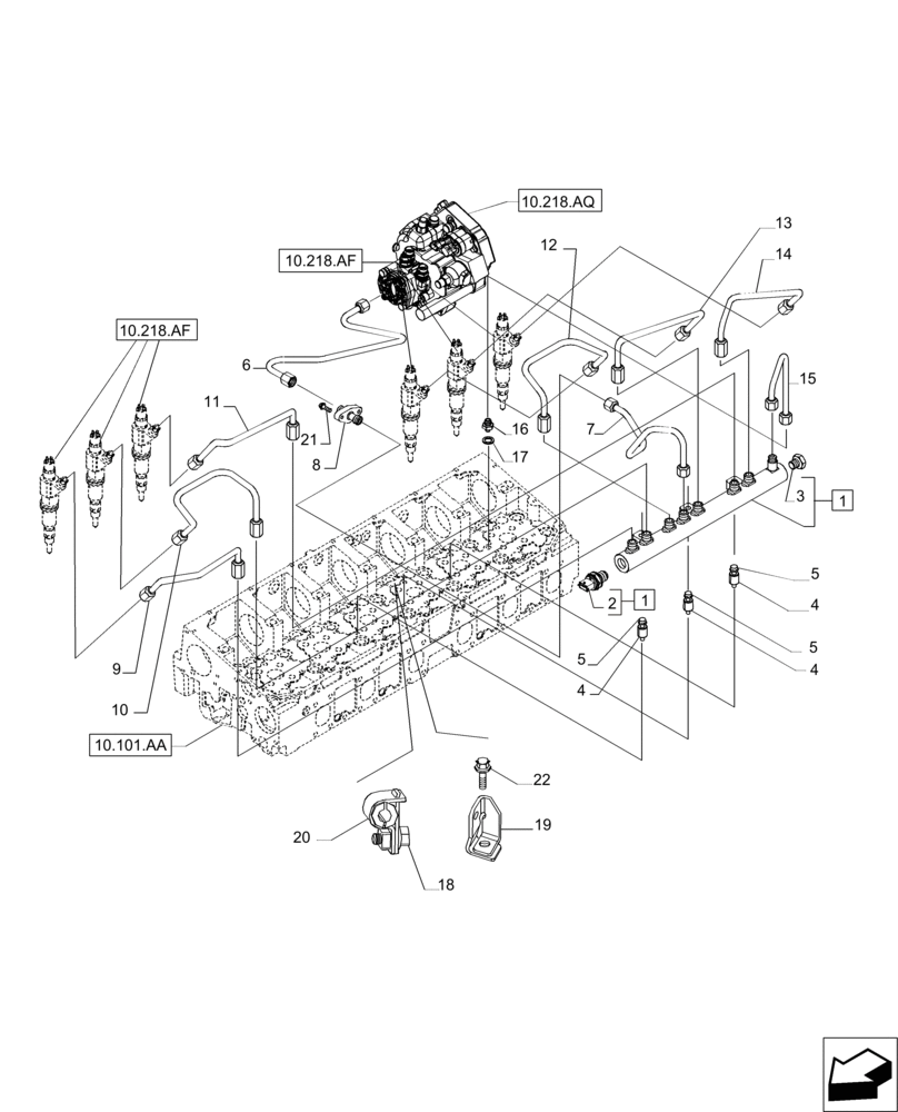 Схема запчастей Case IH MAGNUM 235 - (10.218.AI) - FUEL LINES & RELATED PARTS (10) - ENGINE