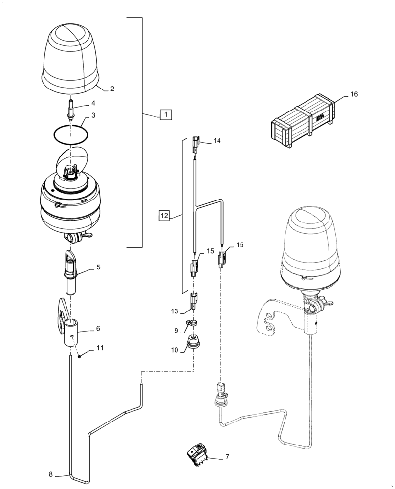 Схема запчастей Case IH MAGNUM 380 - (55.404.AC[02]) - VAR - 420099 - BEACON, DUAL (55) - ELECTRICAL SYSTEMS