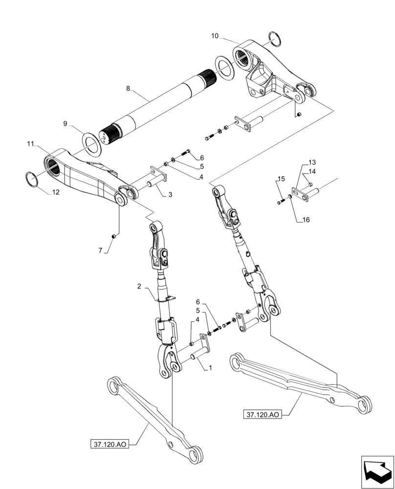 Схема запчастей Case IH MAGNUM 235 - (37.110.AE[01]) - HITCH, LIFT LINK ASSEMBLY (37) - HITCHES, DRAWBARS & IMPLEMENT COUPLINGS