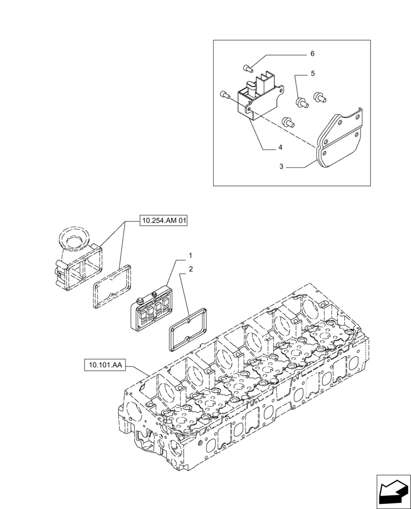 Схема запчастей Case IH MAGNUM 235 - (10.254.AM[02]) - AIR INLET HEATER (10) - ENGINE