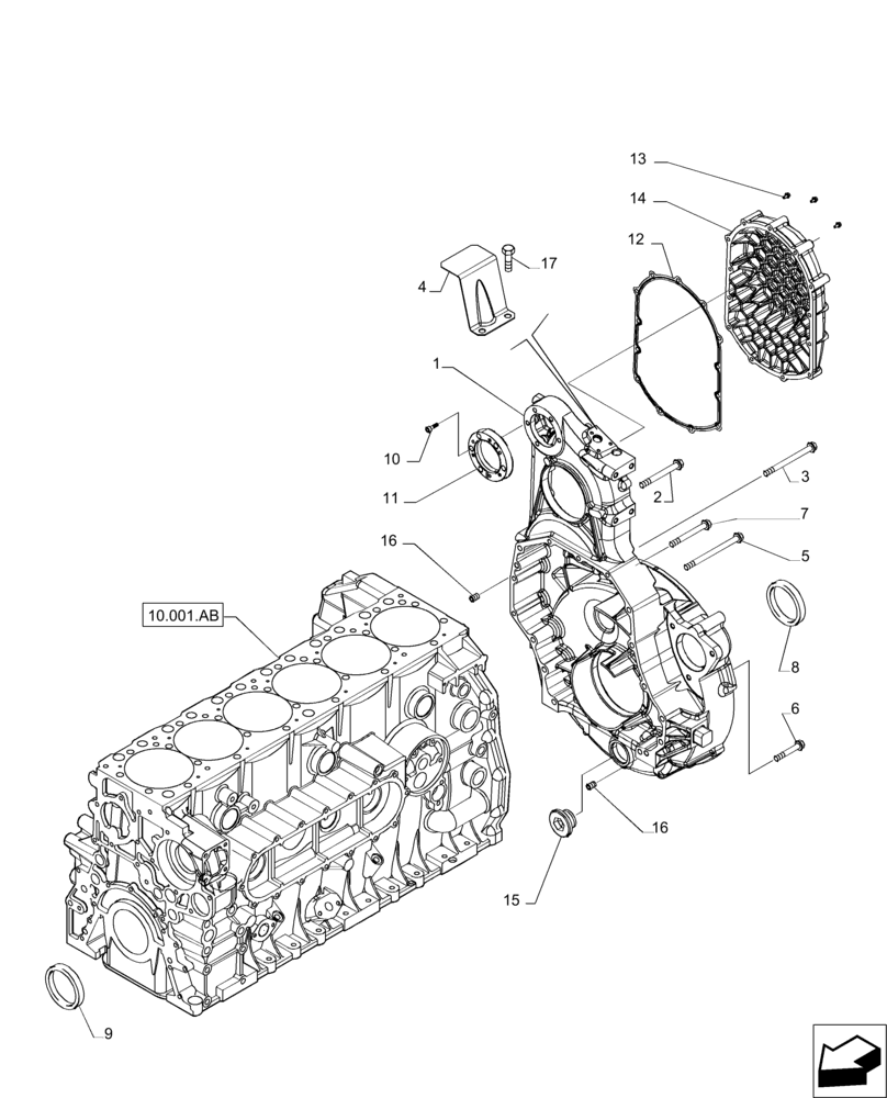 Схема запчастей Case IH MAGNUM 235 - (10.102.BE) - FLYWHEEL CASE (10) - ENGINE