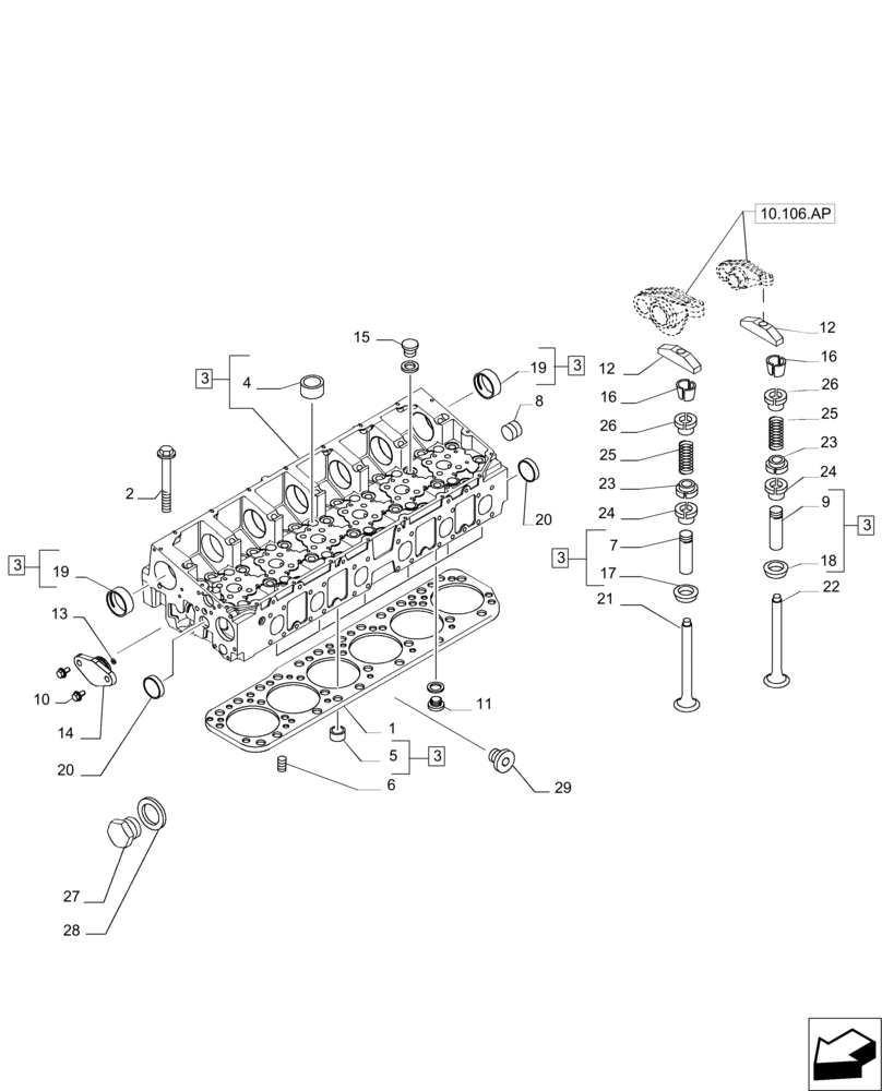 Схема запчастей Case IH MAGNUM 235 - (10.101.AA) - CYLINDER HEAD & RELATED PARTS (10) - ENGINE