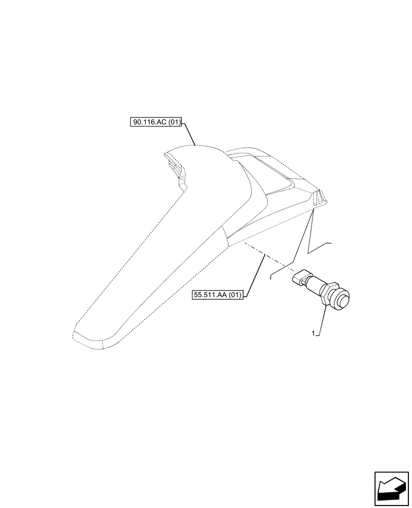 Схема запчастей Case IH MAXXUM 150 - (55.048.AD) - VAR - 392803, 743680 - REAR FENDER, PTO, REMOTE CONTROL SWITCH (55) - ELECTRICAL SYSTEMS