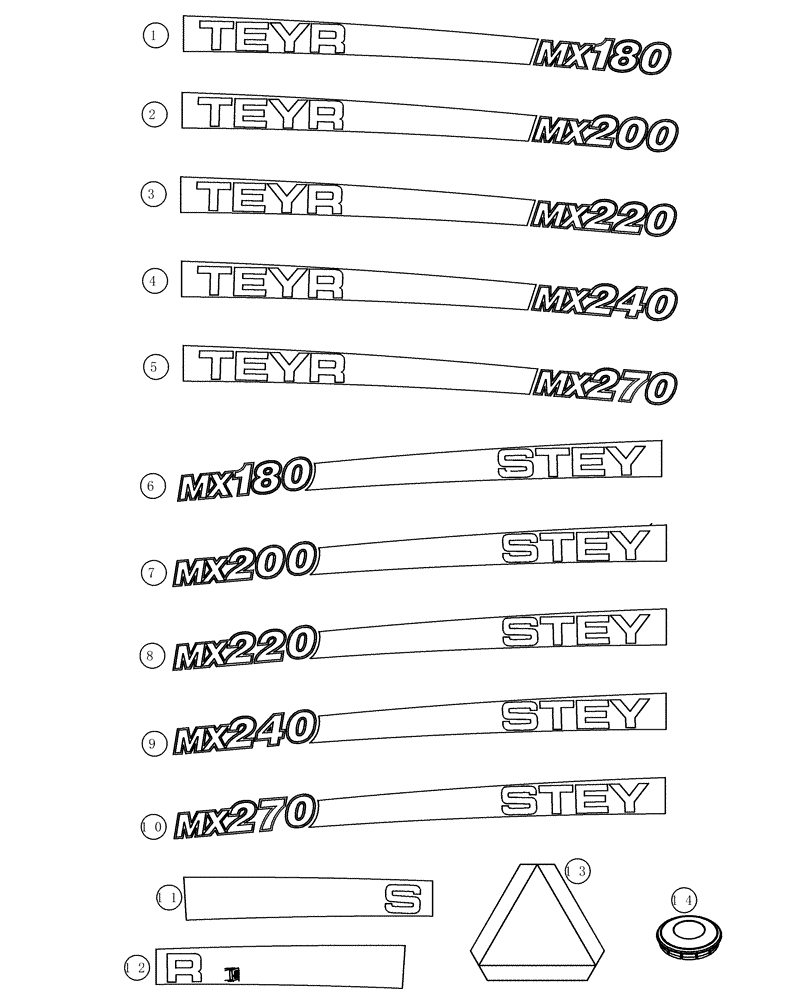 Схема запчастей Case IH MX180 - (09-66) - DECALS (09) - CHASSIS/ATTACHMENTS