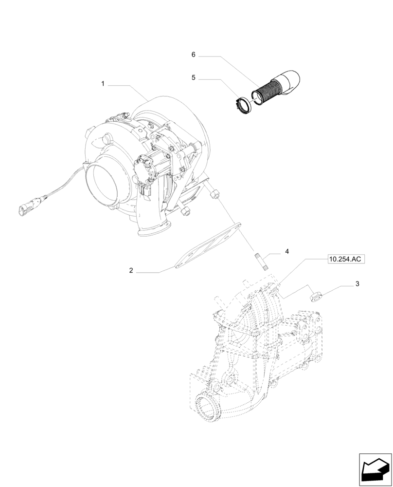 Схема запчастей Case IH MAGNUM 235 - (10.250.AC) - TURBOCHARGER & RELATED PARTS (10) - ENGINE