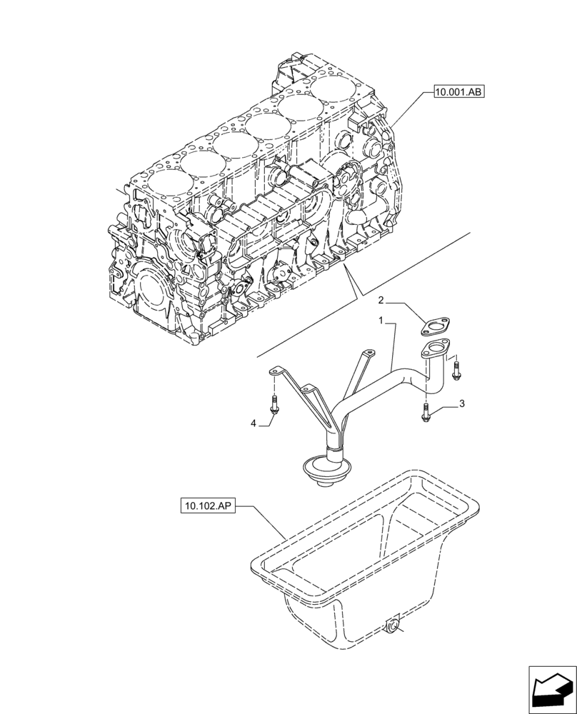 Схема запчастей Case IH MAGNUM 235 - (10.304.AL) - OIL PUMP PIPING (10) - ENGINE