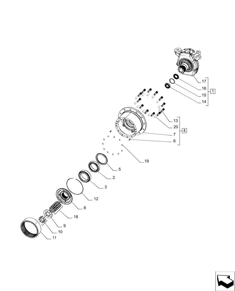 Схема запчастей Case IH MAGNUM 235 - (25.108.AB[04]) - FRONT AXLE, STEERING KNUCKLE - CLASS 4.75 - CNH (25) - FRONT AXLE SYSTEM