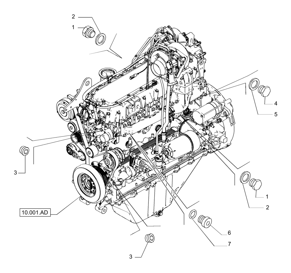 Схема запчастей Case IH MAGNUM 235 - (10.400.AE) - PIPING - ENGINE COOLING SYSTEM (10) - ENGINE