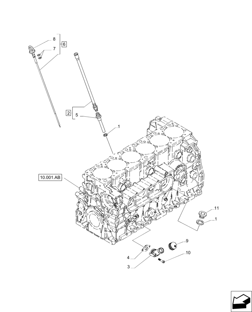 Схема запчастей Case IH MAGNUM 235 - (10.304.AS) - OIL LEVEL CHECK (10) - ENGINE