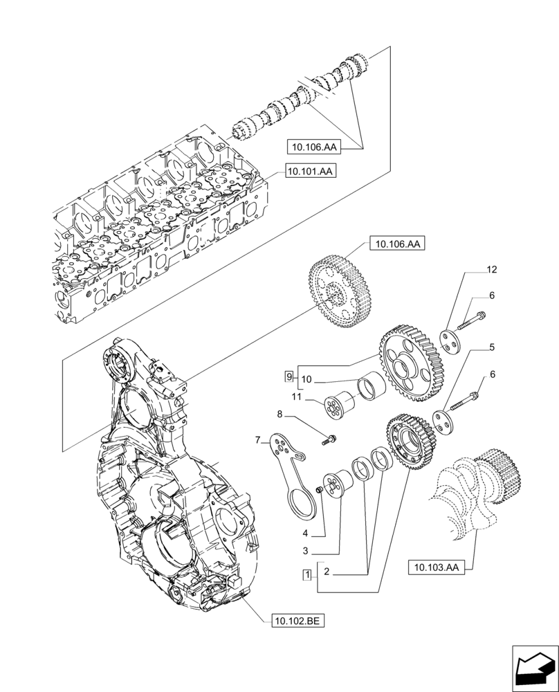 Схема запчастей Case IH MAGNUM 235 - (10.106.AG) - PULLEY - CRANKSHAFT (10) - ENGINE