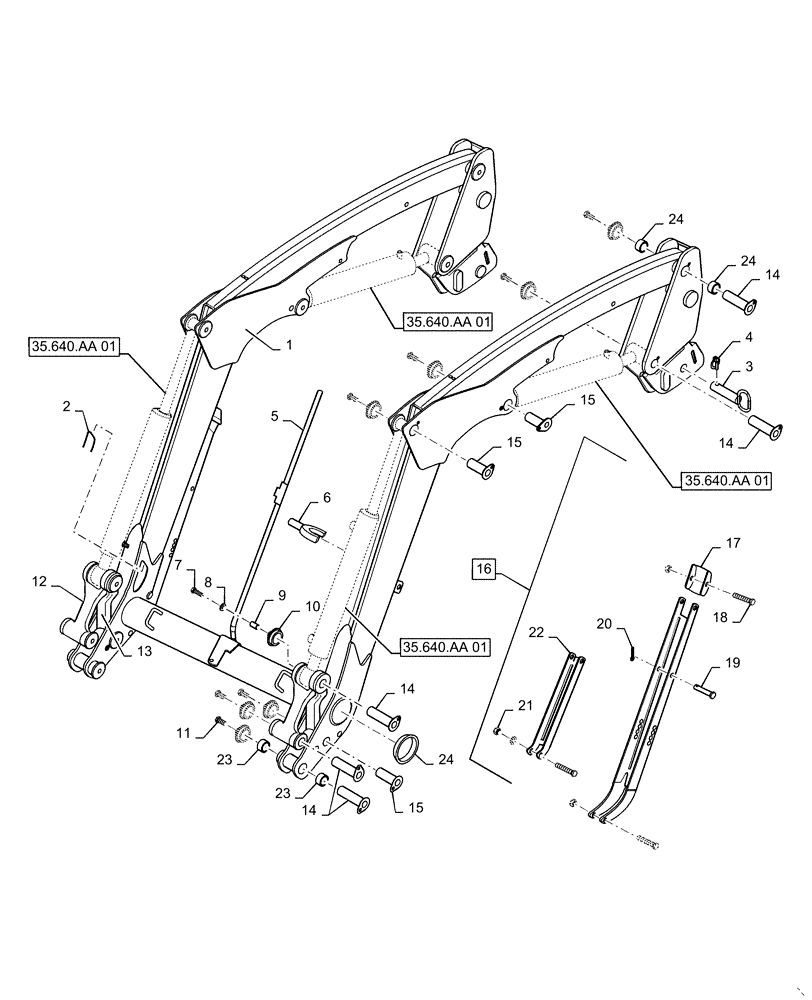 Схема запчастей Case IH L565 - (39.101.AB[01]) - BEAM - NON SELF LEVELING (39) - FRAMES AND BALLASTING