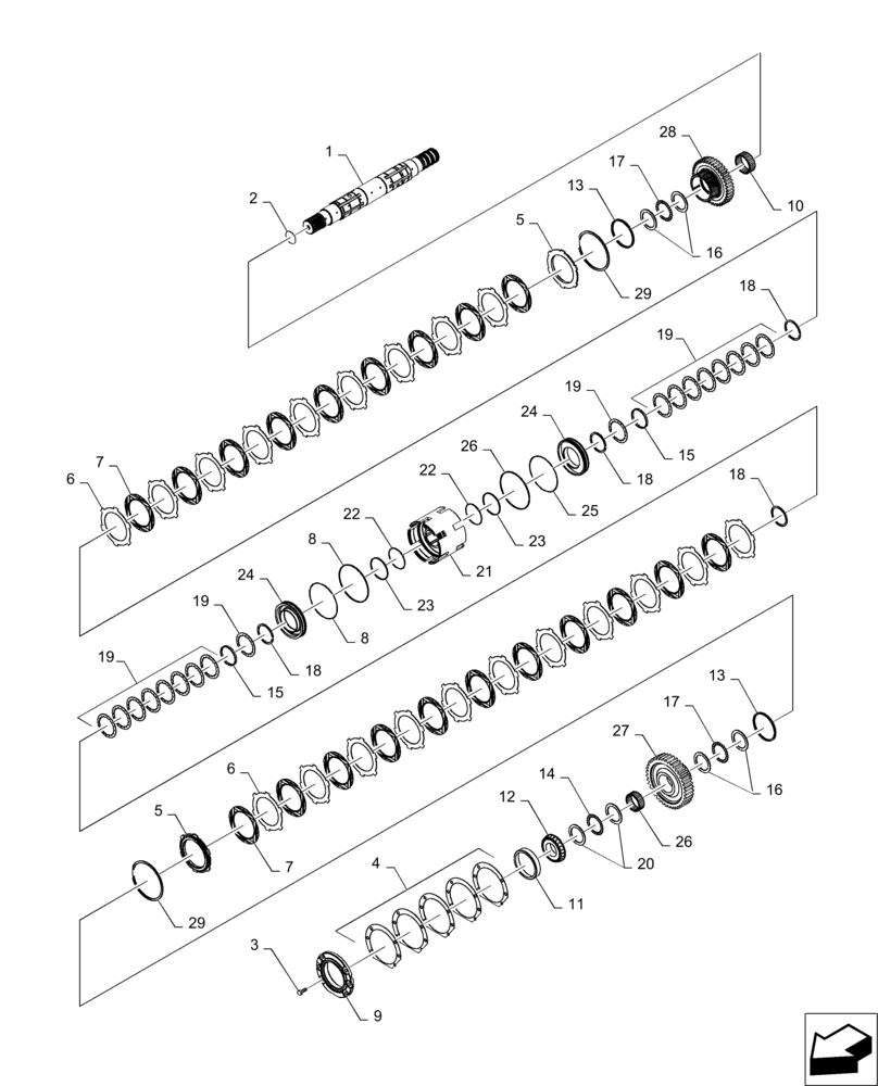 Схема запчастей Case IH MAGNUM 235 - (21.155.AN[03]) - SPEED TRANSMISSION, OUTPUT SHAFT REAR CLUTCH (21) - TRANSMISSION