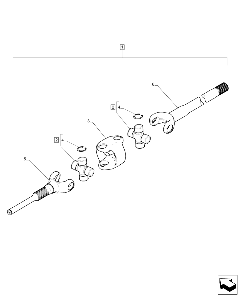 Схема запчастей Case IH MAGNUM 235 - (25.108.AA[04]) - FRONT AXLE, ARTICULATED AXLE SHAFT - CNH (25) - FRONT AXLE SYSTEM