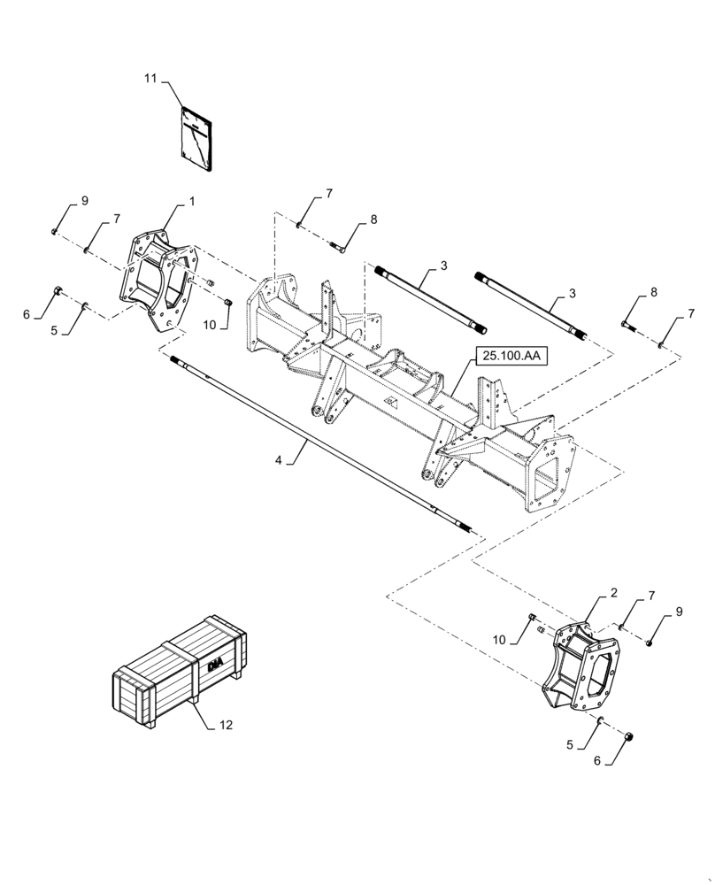 Схема запчастей Case IH 5140 - (25.100.AV) - VAR - 415027 - FRONT AXLE EXTENSION, 12" (25) - FRONT AXLE SYSTEM