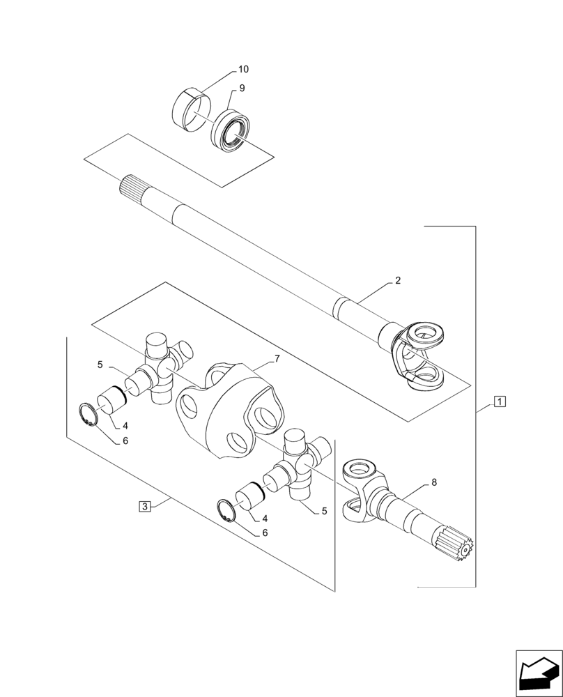 Схема запчастей Case IH MAGNUM 235 - (25.108.AA[02]) - FRONT AXLE DRIVE SHAFTS, CLASS V, STANDARD AND SUSPENDED MFD - DANA (25) - FRONT AXLE SYSTEM